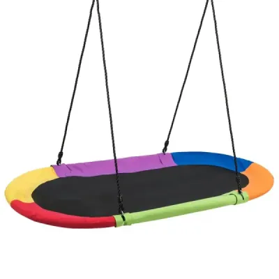 Oválné hnízdo houpačka s výškově nastavitelným lanem 100-180 cm pro vnitřní i venkovní použití 150 x 80 cm Barevné