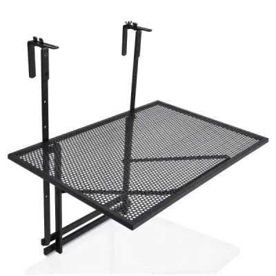 Závěsná železná police s pětistupňovou nastavitelnou výškou 60,5 x 48 x 61,5-82,5 cm černá