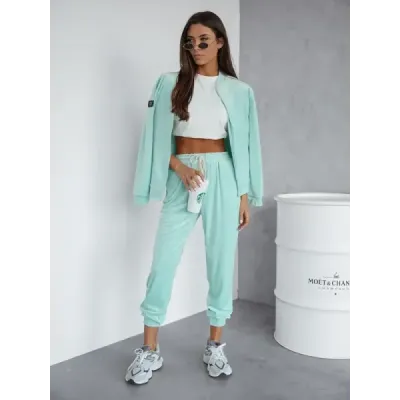 Dámska velúrová súprava s rozopnutou mikinou MODA768 mentolová