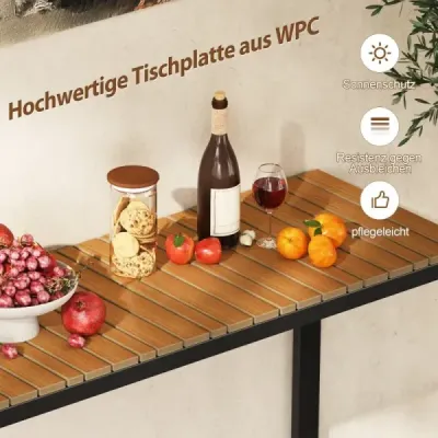Zahradní stůl odolný proti povětrnostním vlivům s WPC deskou a kovovým rámem Stůl na terasu Balkónový stůl