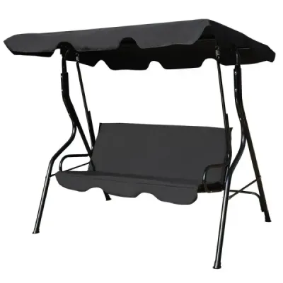 Hollywoodská houpačka Třímístná zahradní houpačka Houpací lavice se sluneční stříškou Zelená/hnědá/černá 172 x 154 x 110 cm-černá