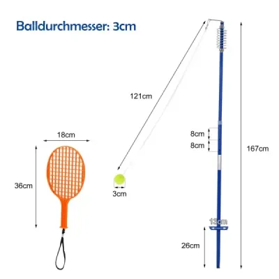 Přenosný tetherballový set 3stupňová výškově nastavitelná sada s míčem twistballová sada