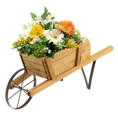 Květinový vozík Květinový vozík na kolečkách pro vnitřní i venkovní použití 69,5 x 26 x 29,5 cm Ořech