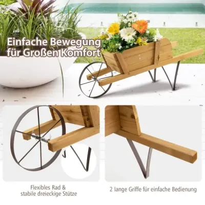 Květinový vozík Květinový vozík na kolečkách pro vnitřní i venkovní použití 69,5 x 26 x 29,5 cm Ořech