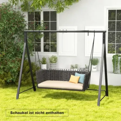 Kovový houpací rám s 5 závěsnými kroužky Houpací stojan 210 x 115 x 175 cm černý