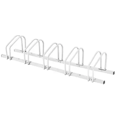 Stojan na kola Podlahový stojan Stojan s 5 místy pro kola Stříbrný