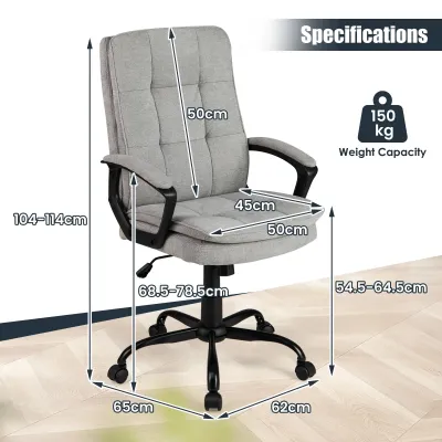 Ergonomická kancelářská židle s područkami a kolečky Výškově nastavitelná otočná židle Židle k počítači