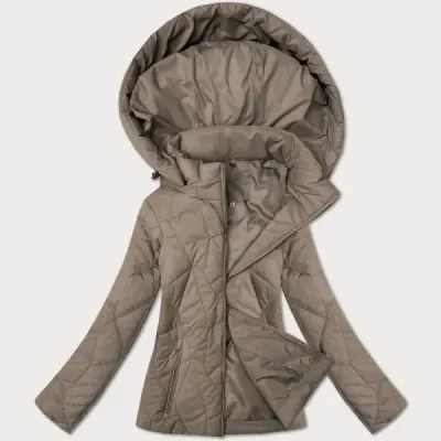 Dámská tenká prošívaná bunda s kapucí MODA9250 béžová
