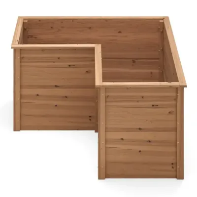 Dřevěný vyvýšený záhon ve tvaru písmene L Záhon na bylinky Záhon na balkon Hnědá barva