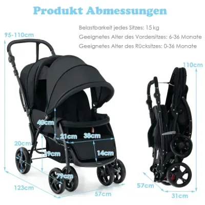 Sourozenecký kočárek skládací sourozenecký kočárek twin kočárek twin bugg šedá