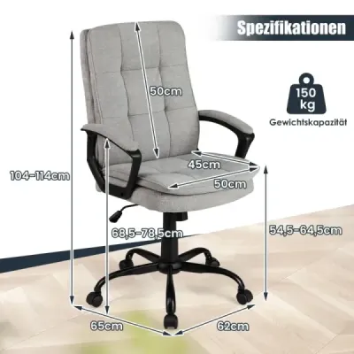 Ergonomická kancelářská židle s područkami a kolečky Výškově nastavitelná otočná židle Židle k počítači