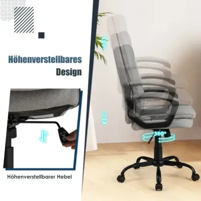 Ergonomická kancelářská židle s područkami a kolečky Výškově nastavitelná otočná židle Židle k počítači