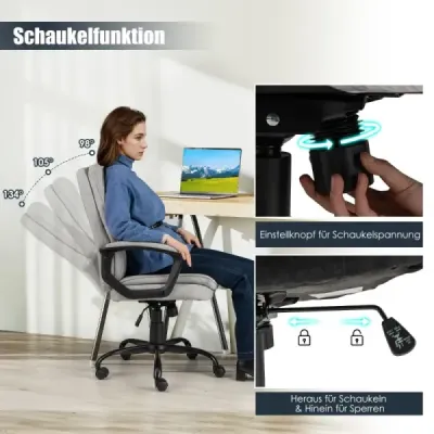 Ergonomická kancelářská židle s područkami a kolečky Výškově nastavitelná otočná židle Židle k počítači