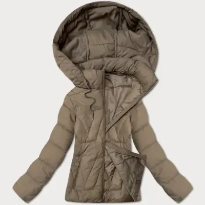 Dámská jarní bunda s odnímatelnou kapucí MODA9190 béžová