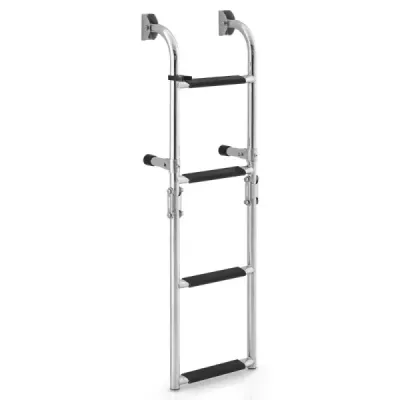 Skládací třístupňový žebřík s robustními PVC stupni a podlahovým adaptérem a příchytkami 27,5 x 13 x 90 cm