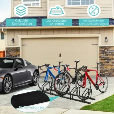 Stojan na kola Podlahový stojan Stojan s 5 místy pro kola Černý