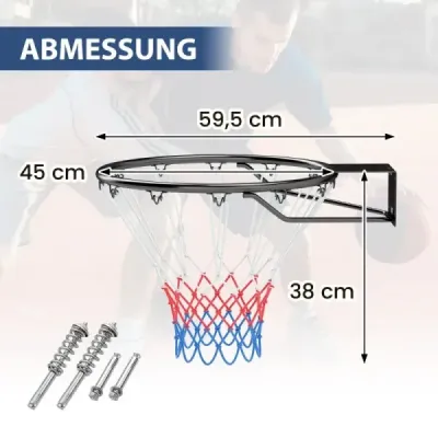 Ø45cm vnitřní basketbalový koš s kruhem a sítí Mini basketbalový koš pro montáž na zeď černý