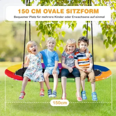 Oválná houpačka s nosností až 300 kg Venkovní houpačka s nastavitelnými lany Dětská houpačka
