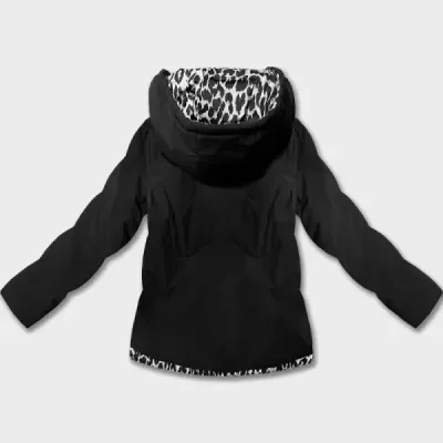 Krátká volná ámská bunda s leopardím vzorem Miss TiTi MODA5899 černá