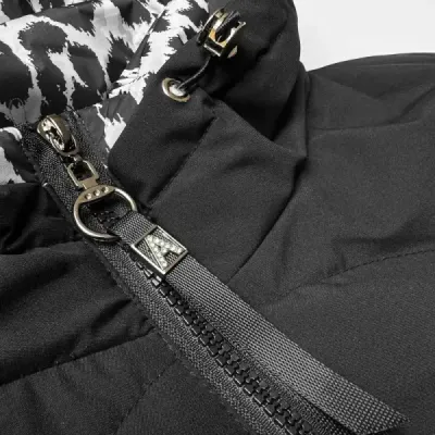 Krátká volná ámská bunda s leopardím vzorem Miss TiTi MODA5899 černá