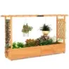 Dřevěný vyvýšený záhon s mříží a závěsnou střechou a podpěrou pro šplhání Box na květináče 200 x 44 x 114 cm