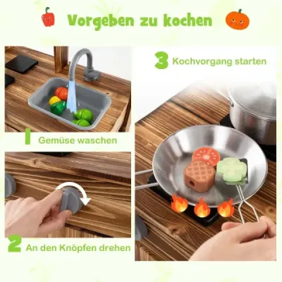 Dětská blátivá kuchyňka Venkovní dětská kuchyňka z jedlového dřeva se 4 hrnci na vaření Hnědá barva Dětská blátivá kuchyňka Venkovní dětská kuchyňka z jedlového dřeva se 4 hrnci na vaření Hnědá barva