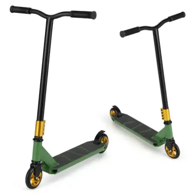 Kaskadérská koloběžka s 360 řízením a PU koly a hliníkovou palubou Kaskadérská koloběžka Fun Scooter Green