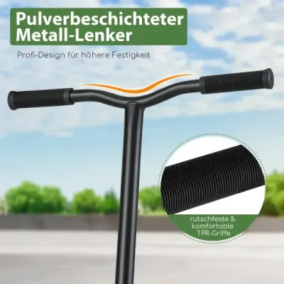 Kaskadérská koloběžka s 360 řízením a PU koly a hliníkovou palubou Kaskadérská koloběžka Fun Scooter Green