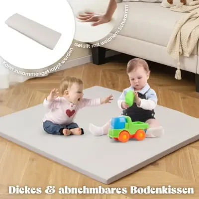 Dřevěný dětský stan 6 v 1 s dětským stolem a židlí a podložkou a tabulí na hraní 145 x 98 x 113 cm