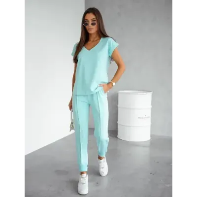 Bavlněná dvoudílná souprava MODA55 tyrkysová