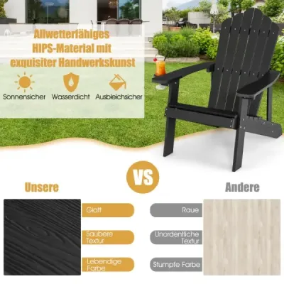 Zahradní židle Adirondack s držákem nápojů černá