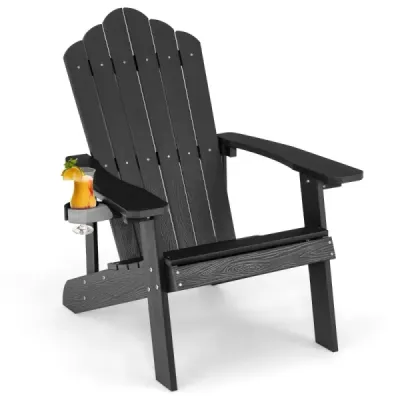 Zahradní židle Adirondack s držákem nápojů černá
