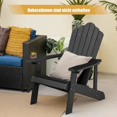 Zahradní židle Adirondack s držákem nápojů černá