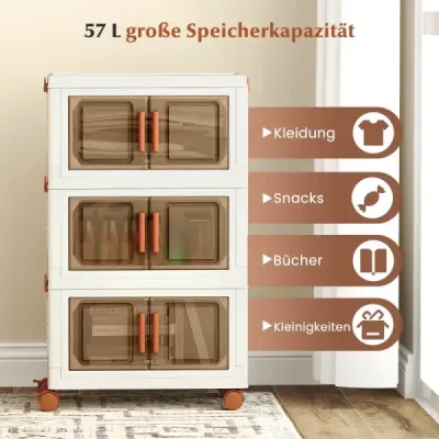 Úložný box s víkem a kolečky a průhlednými dveřmi Skládací stohovací boxy Plastový box 57 l