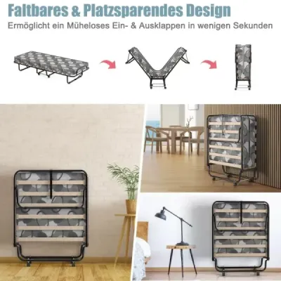 Skládací postel s matrací Přenosná a skládací postel pro hosty 190 x 80 x 33 cm Šedá made in Italy Původ: Itálie