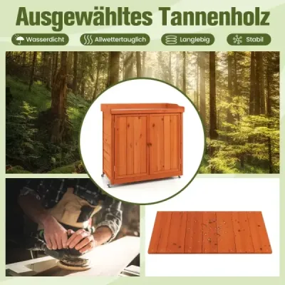 Dřevěná zahradní skříňka Úložná skříňka se 4 univerzálními kolečky Garden Nature