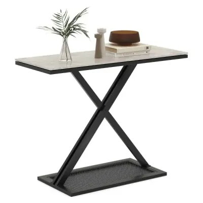 Konzolový stolek s deskou z umělého mramoru Konferenční stolek s kovovým rámem Pohovka 100 x 40 x 77,5 cm