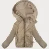 Dámská krátká bunda s pletenou kapucí MODA9236 béžová