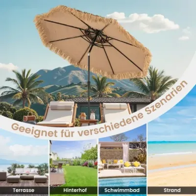 Slunečník Hawaii se solárním osvětlením LED a dvojitou stříškou Slaměný slunečník Zahradní slunečník