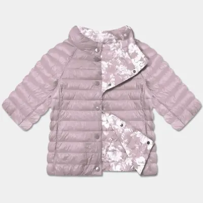 Dámská bunda plus size s 3/4 rukávy Minority MODA7010 ružová/květy Dámská bunda plus size s 3/4 rukávy Minority MODA7010 ružová/květy