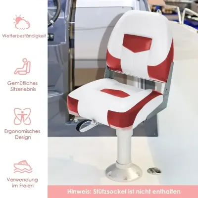 Sada 2 skládacích sedadel do člunu s 11 cm silným houbovým polstrováním Řídicí židle červená bílá