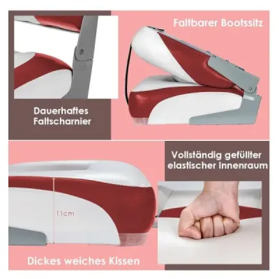 Sada 2 skládacích sedadel do člunu s 11 cm silným houbovým polstrováním Řídicí židle červená bílá