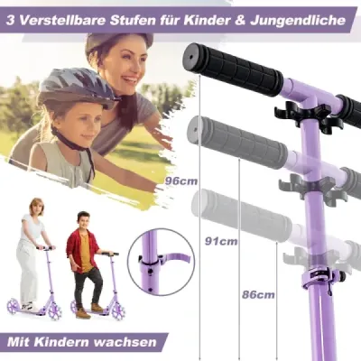 Scooter Skládací skútr Výškově nastavitelný městský skútr Nosnost 100 kg Fialová