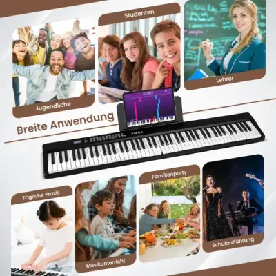 88klávesová klaviatura s 1000 rytmy 1000 not Skládací digitální piano Černá barva