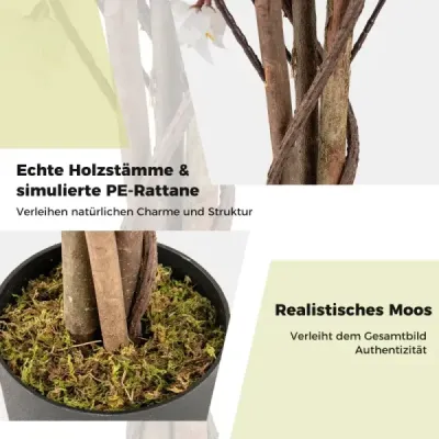 120 cm umělý strom s květinami v květináči Umělý strom bougainvillea Umělé rostliny Bílá 1 kus