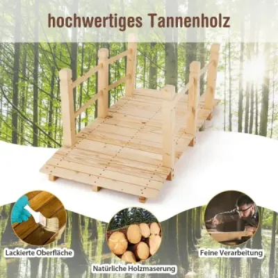 Dřevěný most se zábradlím Zahradní most s nosností do 100 kg Most z masivního jedlového dřeva