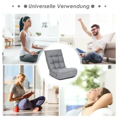 Podlahová skládací židle 4-směrně nastavitelná herní podlahová pohovka s opěradlem Grey