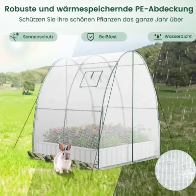 Fóliový skleník s PE krytem do každého počasí a rolovacími dveřmi a oknem 181 x 181 x 200 cm Bílý