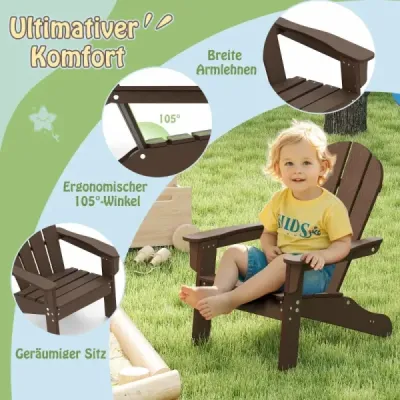 Dětská židle Adirondack z HDPE s ergonomickým opěradlem Židle Adirondack hnědá