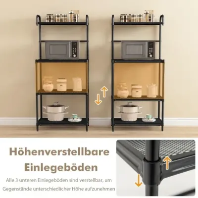 Kuchyňský regál Čtyřpatrový regál do mikrovlnné trouby s nastavitelnými policemi 59 x 34 x 136 cm